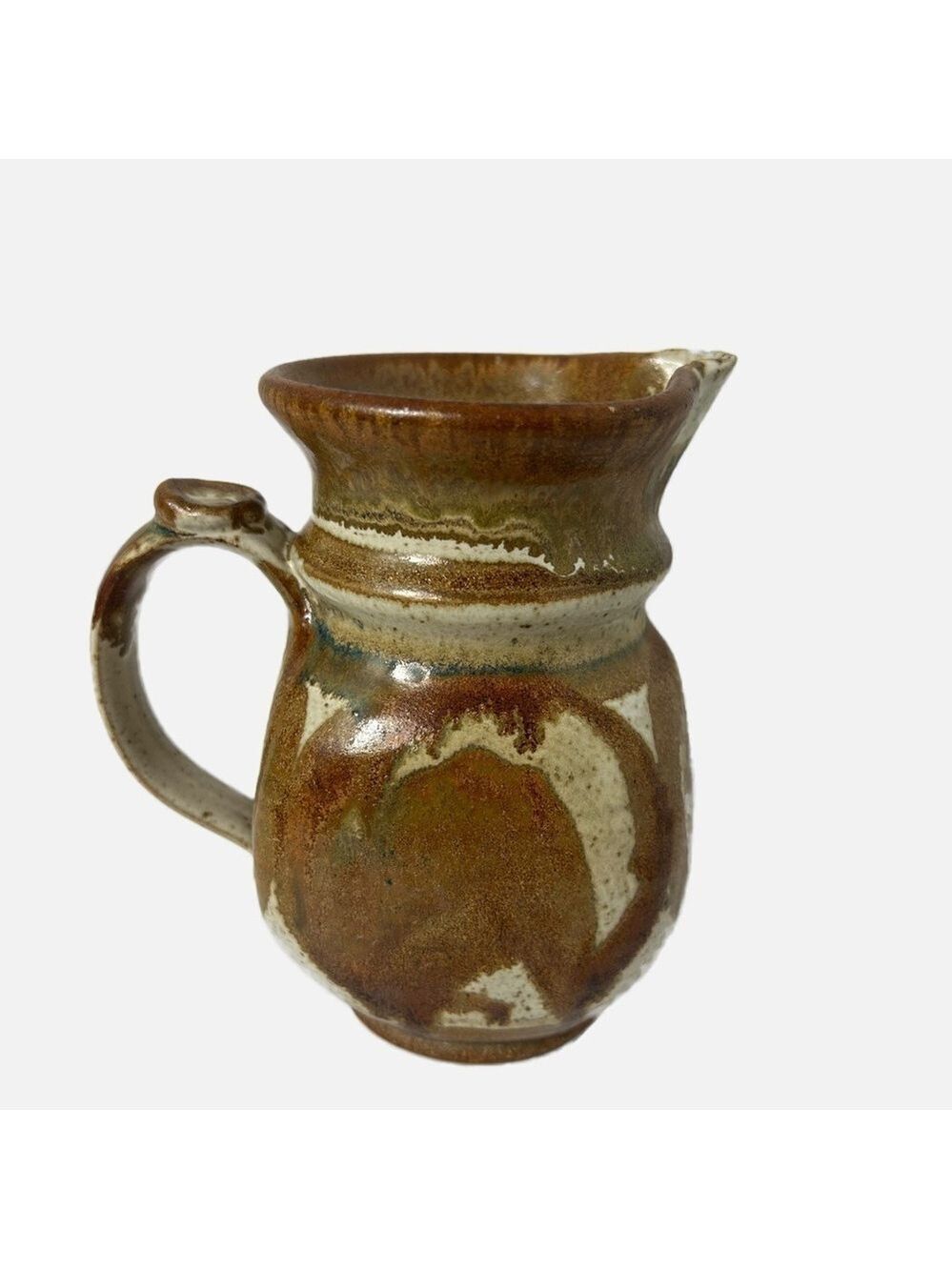Vintage Art Studio Pottery Stoneware Creamer Pinched Lip Handle Rustic